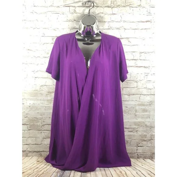 LUSH womens S lavender purple fold over front tunic blouse - Picture 3 of 10